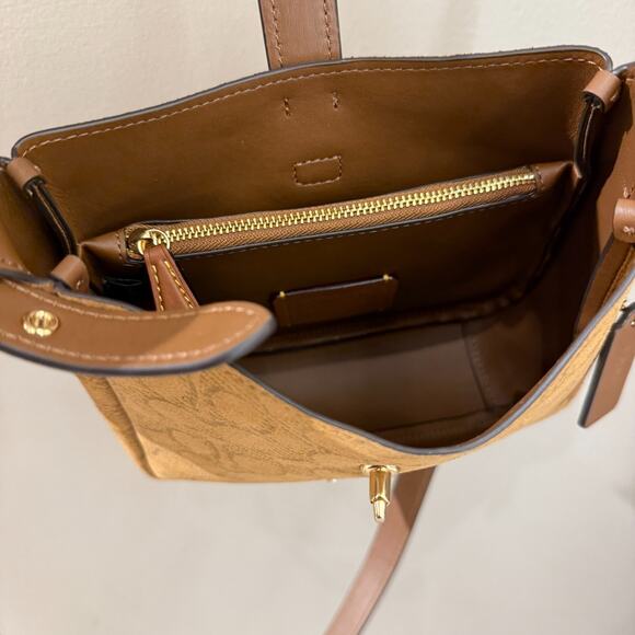 Coach Hadley Mini Crossbody Bag In Signature Suede CCE16, suede/Im/Caramel NWT - Picture 10 of 15
